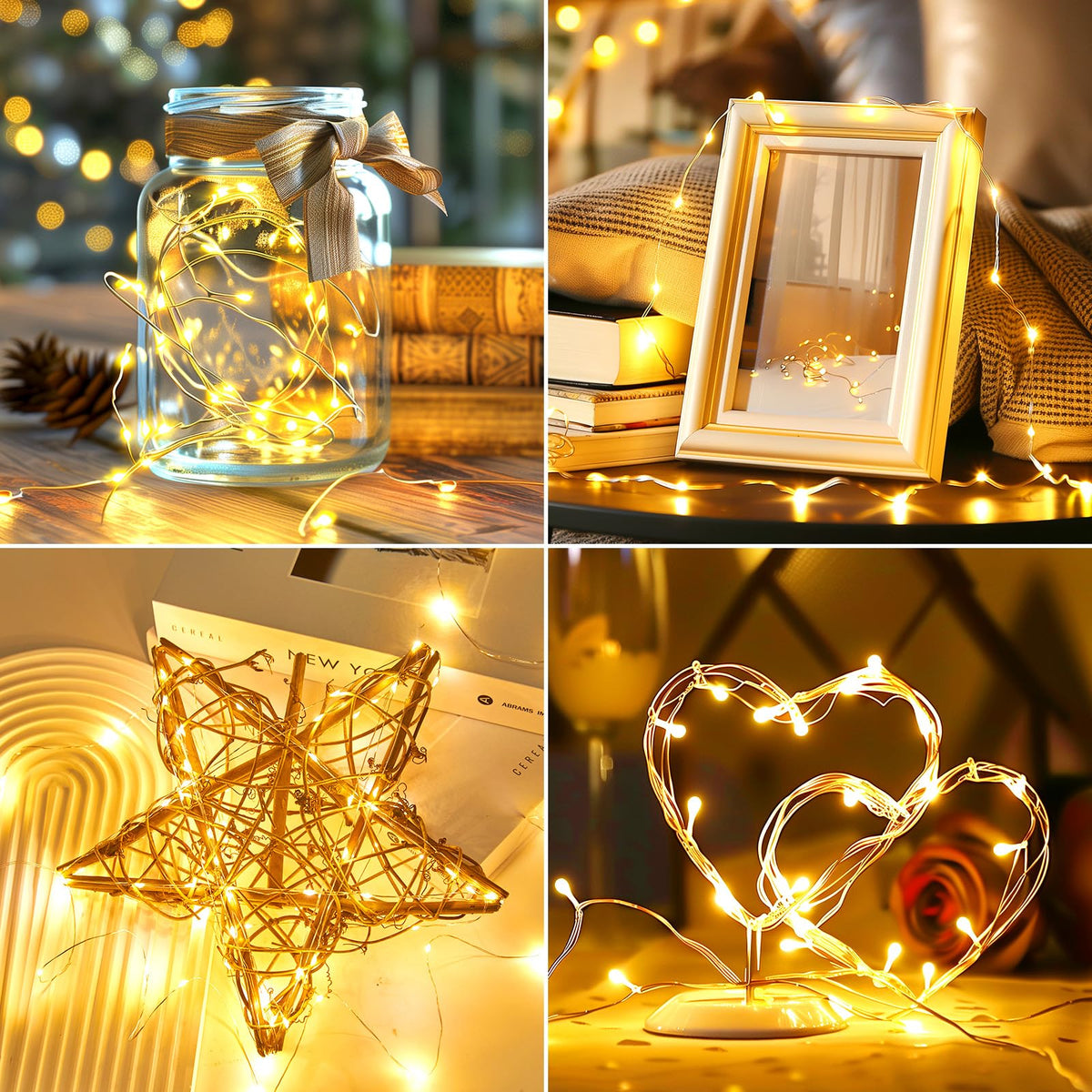 Fairy Lights with Remote, 66 Feet 200 Led Firefly String Lights Plug in for   Christmas Tree Wreath Craft Wedding Party Indoor Outdoor Decoration, Warm White