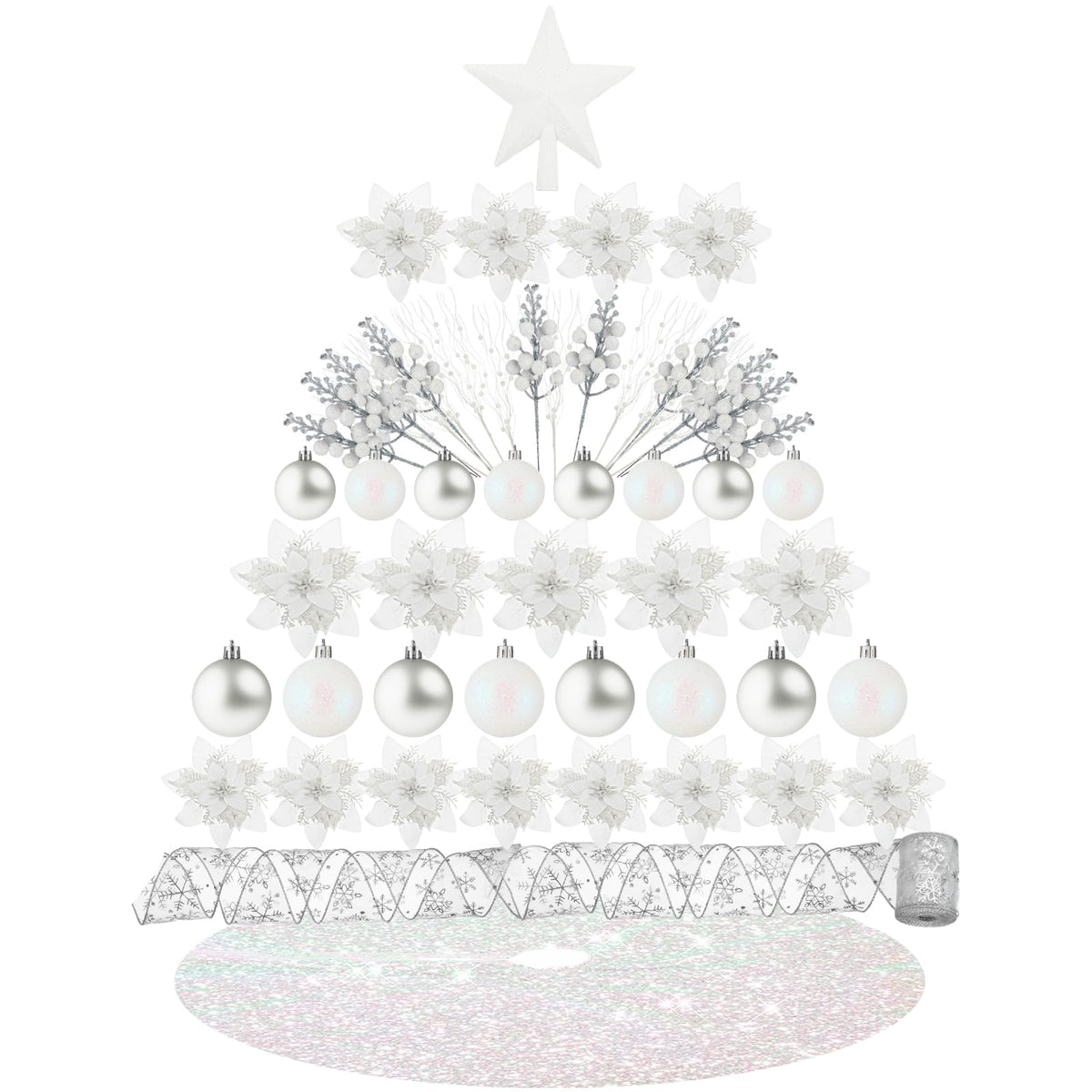 72 Pieces Christmas  Star Sequin Tree Skirts for Home Wreaths Holiday Party Favors