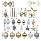 100ct Christmas Tree Decorations Ball Ornaments Set Medium Navy Blue and Silver Shatterproof Christmas Decorations Set, Winter Wonderland Hanging Ornaments for Xmas Holiday Decor