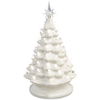 15in Ceramic Christmas Tree, Pre-lit Hand-Painted Tabletop Holiday Tree, Star Topper, 64 Lights