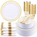 350Piece Gold Dinnerware Set for 50 Guests  Silverware for Wedding/Birthday