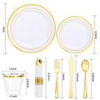 350Piece Gold Dinnerware Set for 50 Guests  Silverware for Wedding/Birthday