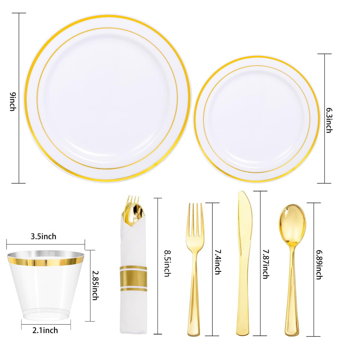 350Piece Gold Dinnerware Set for 50 Guests  Silverware for Wedding/Birthday
