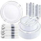 350Piece Gold Dinnerware Set for 50 Guests  Silverware for Wedding/Birthday