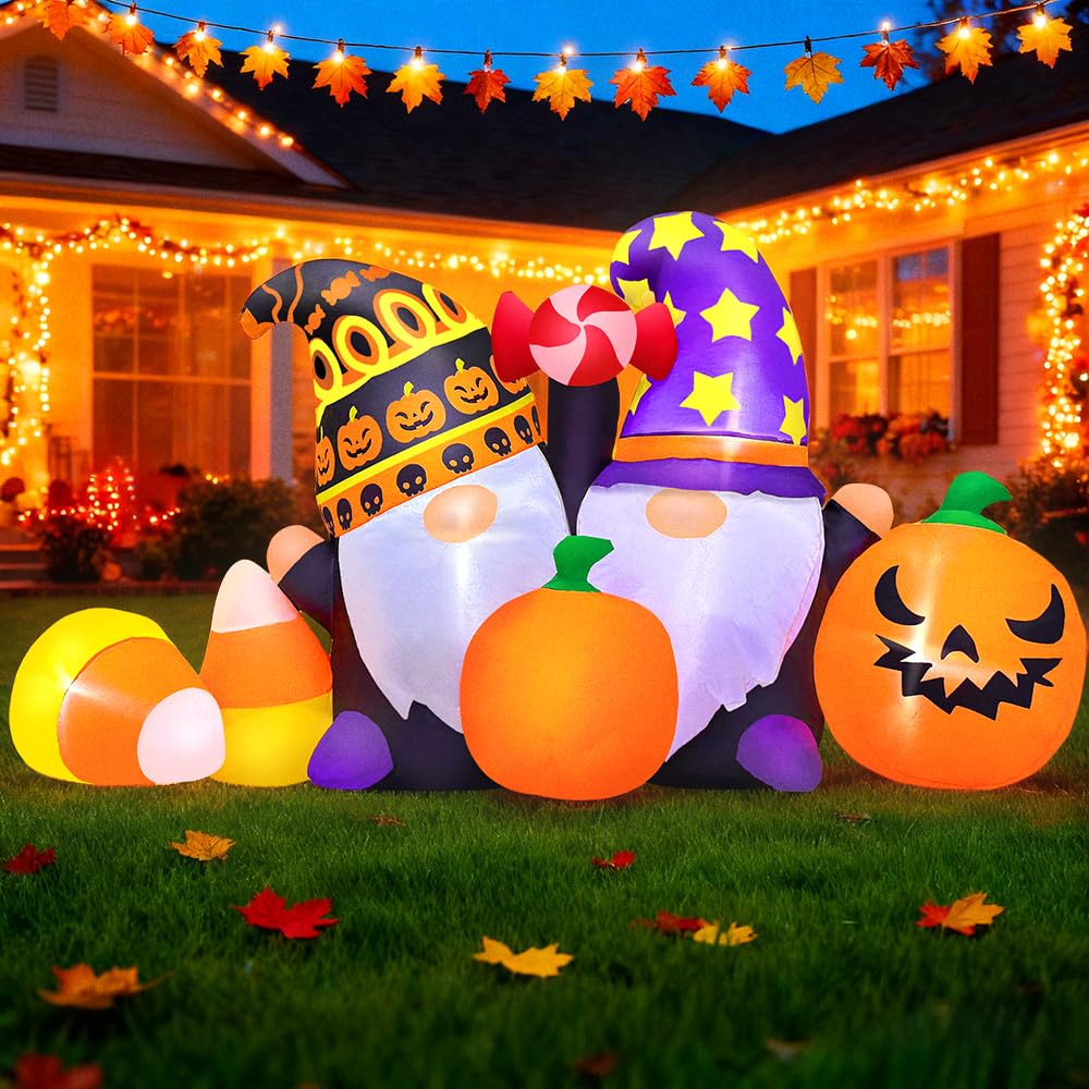 10FT Halloween Inflatable Pumpkin Ghost Combo with LED