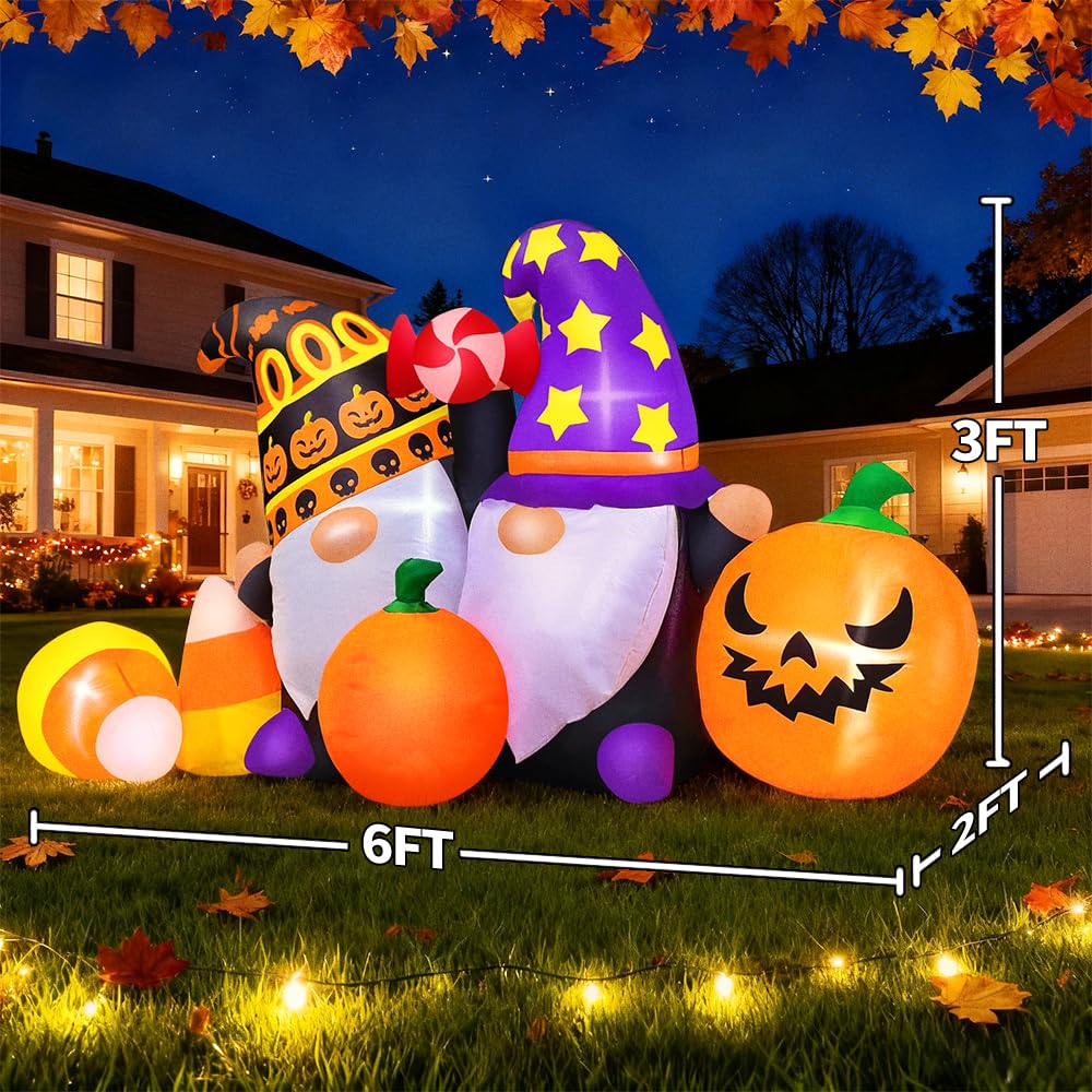 10FT Halloween Inflatable Pumpkin Ghost Combo with LED