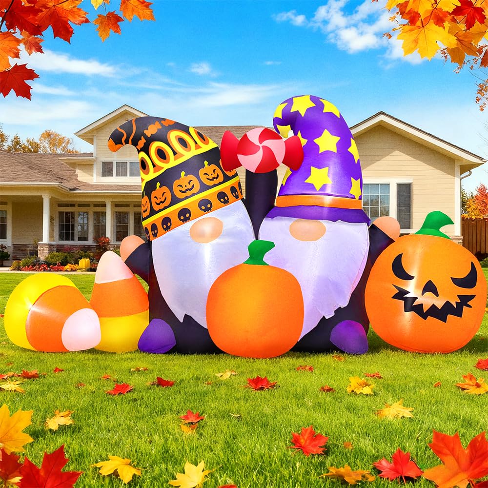 10FT Halloween Inflatable Pumpkin Ghost Combo with LED