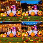 10FT Halloween Inflatable Pumpkin Ghost Combo with LED