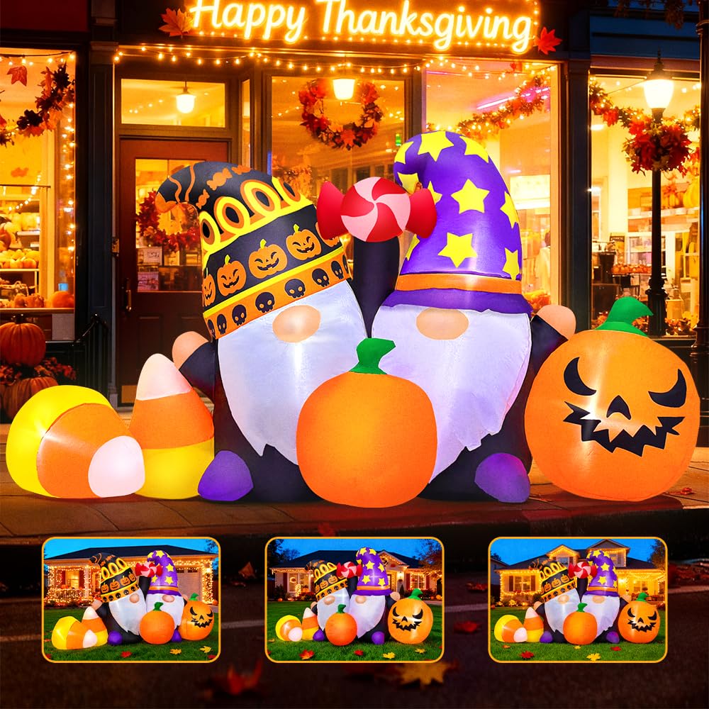 10FT Halloween Inflatable Pumpkin Ghost Combo with LED
