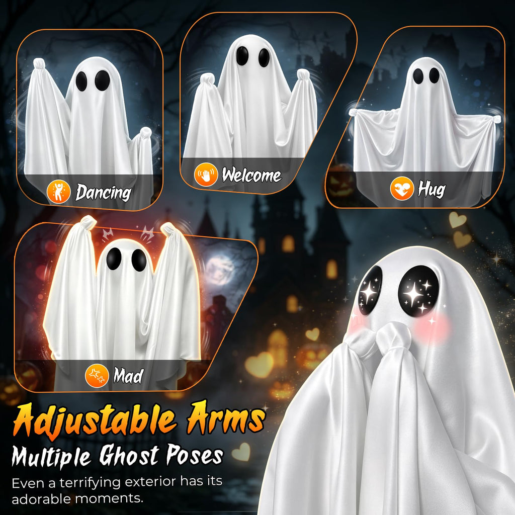2 Pack 5FT Hanging Halloween Ghosts with Remote & 8 Mode
