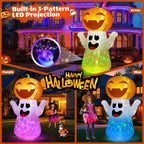 5FT Halloween Inflatable Pumpkin Ghost with Flashing Light