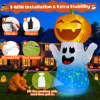 5FT Halloween Inflatable Pumpkin Ghost with Flashing Light