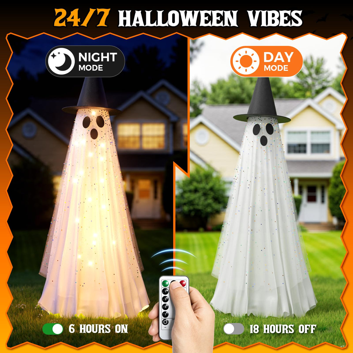 2 Pack 5.5FT Halloween Hanging Ghosts, Remote & Time