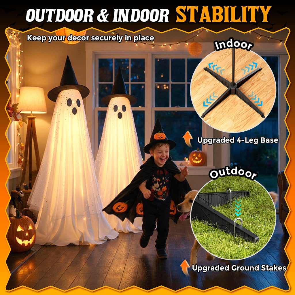 2 Pack 5.5FT Halloween Hanging Ghosts, Remote & Time
