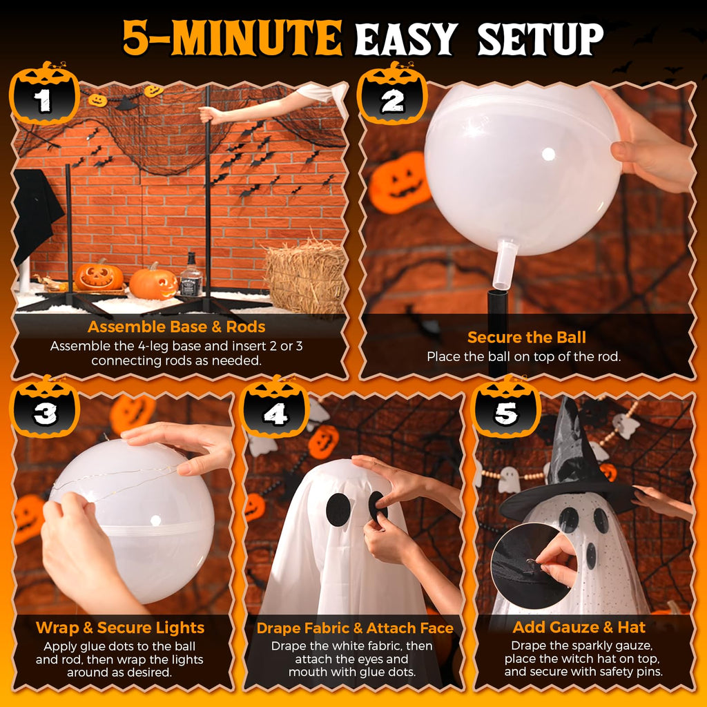 2 Pack 5.5FT Halloween Hanging Ghosts, Remote & Time