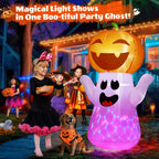 5FT Halloween Inflatable Pumpkin Ghost with Flashing Light